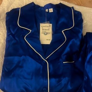 Long sleeve gorgeous blue silk pajama set. Two piece. Brand new with tags.